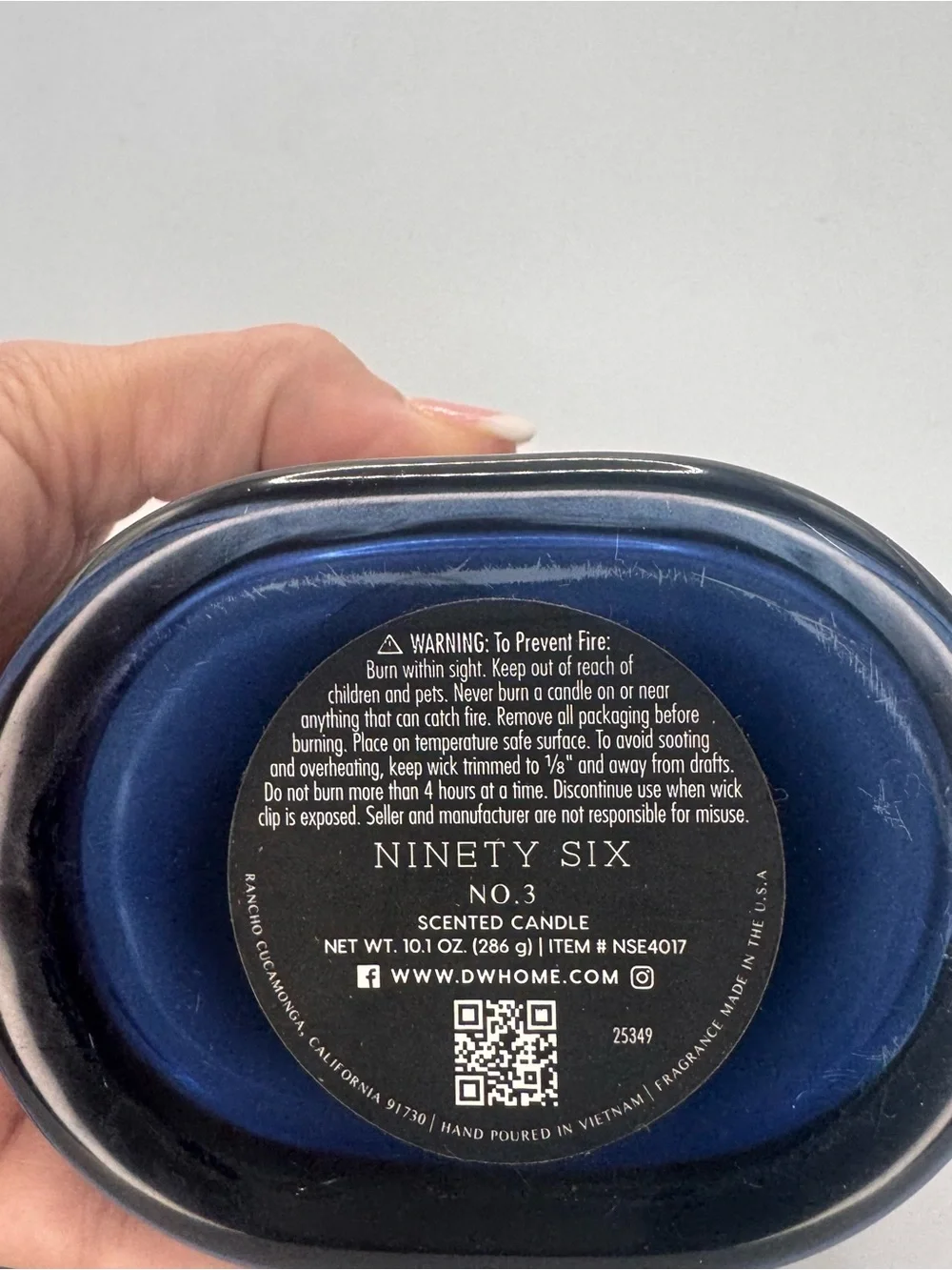 Ninety six luxury Navy Jar Candle with Gold Foil Accent